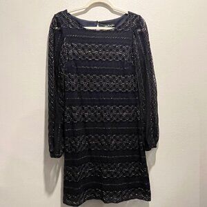 Kash & Jess Navy and Gold Cocktail Dress, Size Small